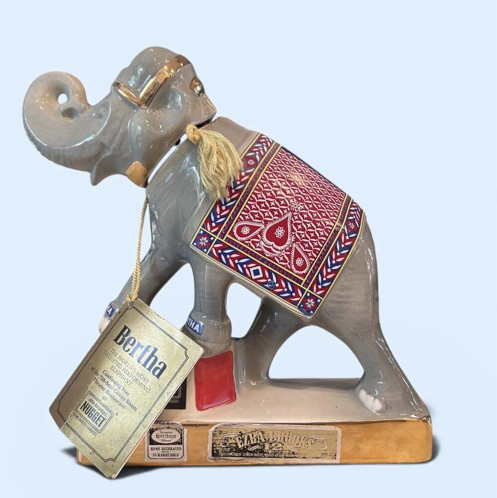 Ezra Brooks Bertha Elephant Decanter 1970 Collector Distillery Original